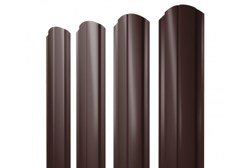 Штакетник Полукруглый Slim фигурный 0,5 GreenCoat Pural BT RR 887 шоколадно-коричневый (RAL 8017 шоколад)