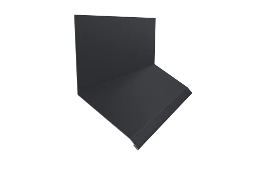 Планка примыкание верхнее к стене фальц 150х130х20 0,5 Satin с пленкой RAL 7024 мокрый асфальт