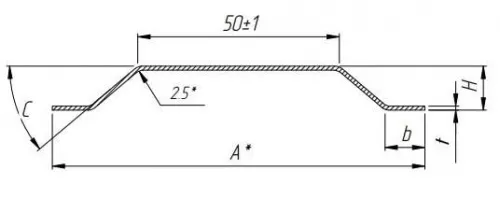 Шляпный профиль 10×50×10×1.5