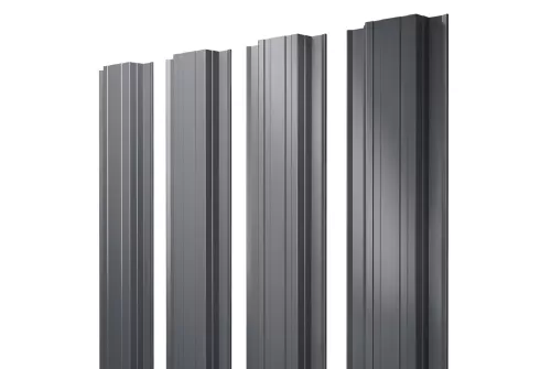 Штакетник Прямоугольный 0,5 GreenCoat Pural BT RR 23 темно-серый (RAL 7024 мокрый асфальт)