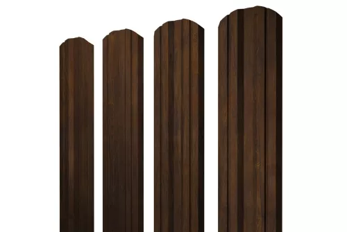Штакетник Twin фигурный 0,45 Print Elite Chestnut Wood (обратная сторона серая)