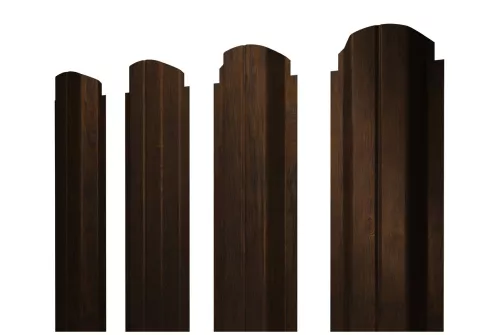 Штакетник П-образный А фигурный 0,45 Print Elite Chestnut Wood (обратная сторона серая)
