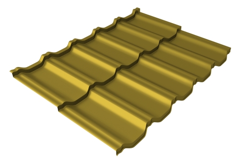 Металлочерепица модульная квинта Uno Grand Line c 3D резом 0,45 PE RAL 1018 цинково-желтый