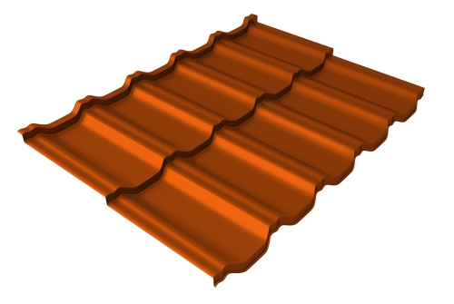 Металлочерепица модульная квинта Uno Grand Line c 3D резом 0,45 PE RAL 2004 оранжевый