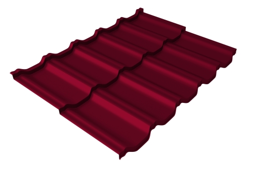 Металлочерепица модульная квинта Uno Grand Line c 3D резом 0,45 PE RAL 3003 рубиново-красный