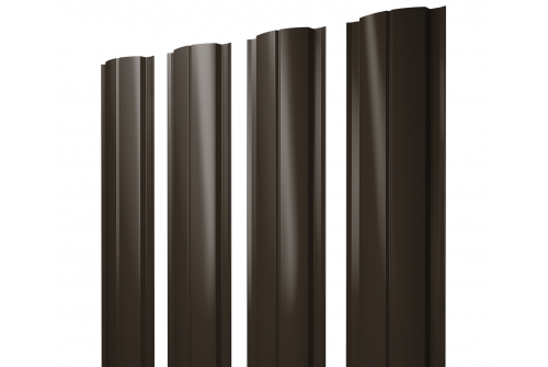 Штакетник Полукруглый Slim 0,5 GreenCoat Pural BT RR 32 темно-коричневый (RAL 8019 серо-коричневый)