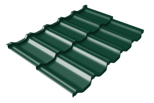 Металлочерепица модульная квинта Uno Grand Line c 3D резом 0,45 PE RAL 6005 зеленый мох