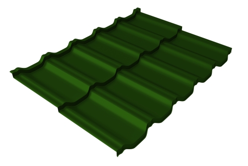 Металлочерепица модульная квинта Uno Grand Line c 3D резом 0,45 PE RAL 6002 лиственно-зеленый