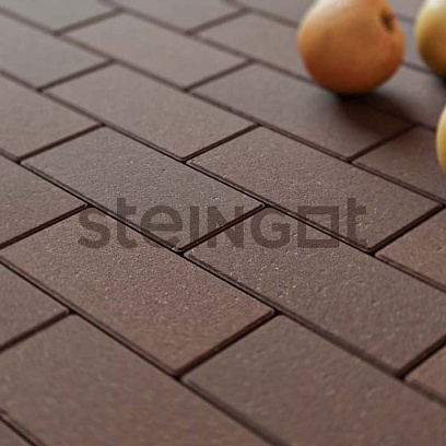 Тротуарная плитка Прямоугольник 200*100*60 Темно-коричневый (верхний прокрас, минифаска)